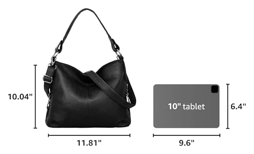 YALUXE Women's Real Leather Shoulder Bags Hobo Handbags Purse Crossbody Bag - color: Black