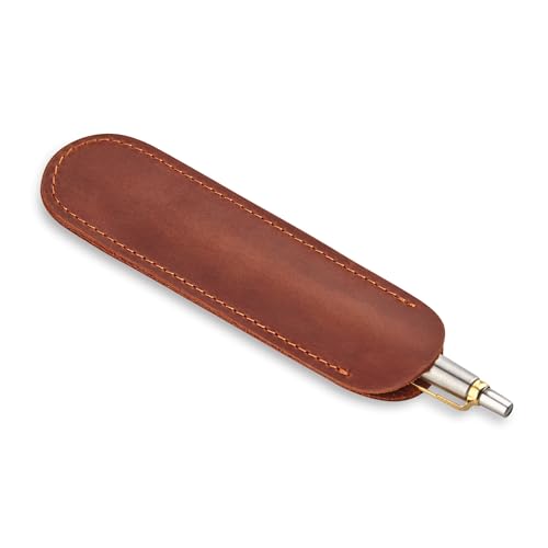 Leather Pen Case, Single Pen Pouch Cover, Fountain Pen Sleeve Holder (Cognac) - color: Cognac