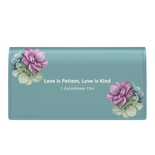 Tipmile Checkbook Covers for Personal Checkbook, PU Leather Checkbook Holder for Women and Men with Elastic Band, Effortless Sophistication - color: B Love Is