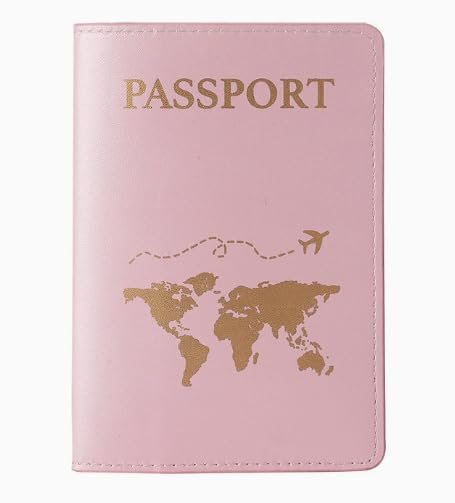 1-Piece Passport Holder, PU Leather Travel Wallet Case—An Ultra-Slim Document Organizer and Vacation Essential - color: Pink