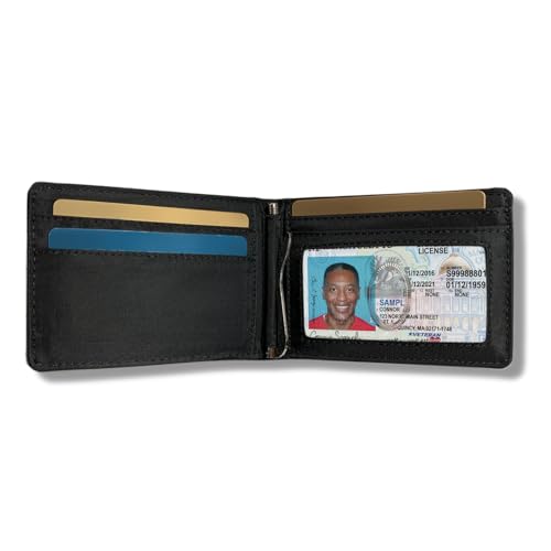 Big Skinny Men's Acrobat Leather Money Clip Slim Wallet, Holds Up to 20 Cards - color: Black