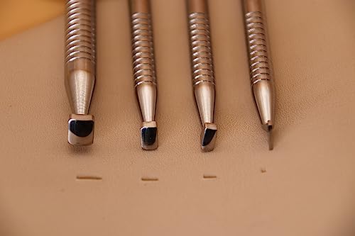 Leather Stamping Tool in Stainless Steel Smooth Angle Beveler Beveling Set 4pcs Undercut Stamps Carving DIY LeatherCrafts Kit