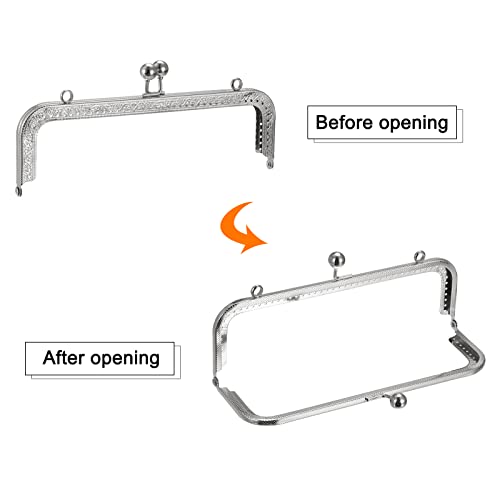 uxcell Metal Purse Frames - 8.07" 4Pcs Kiss Lock Clasp Frame Rectangle Embossed Clutch Frame Handles for Coin Purse Sewing Bag Making DIY Craft, Silver Tone - color: Silver Tone