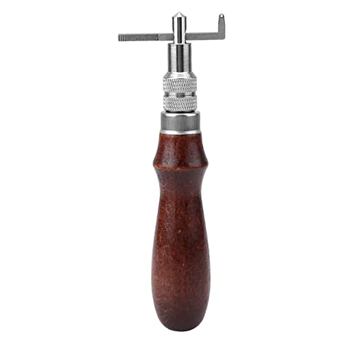 Professional Leather Groover Tool, Adjustable High Hardness Quenched Steel Leather Edge Stitching Notcher for DIY Leather Craft Wooden Handle 135mm