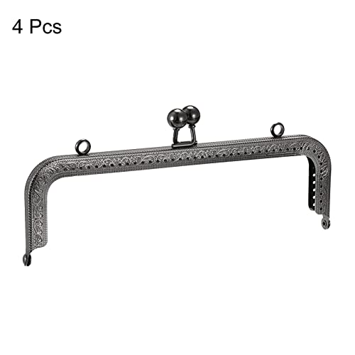 uxcell Metal Purse Frames - 8.07" 4Pcs Kiss Lock Clasp Frame Rectangle Embossed Clutch Frame Handles for Coin Purse Sewing Bag Making DIY Craft, Dark Grey - color: Dark Grey