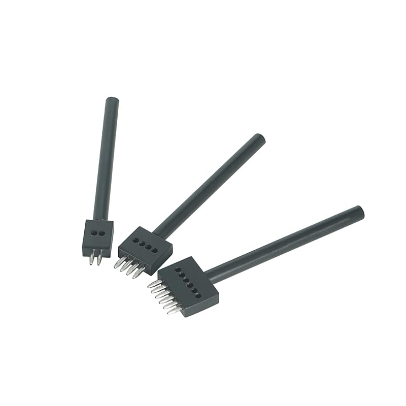 Leather Round Hole Punching Tool 3pcs Prong Punch Tool Set with 2/4/6 Prong Options for Precise Round Hole Punching DIY Leather Craft (4MM) - size: 4MM