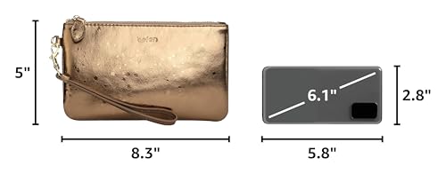 befen Genuine Leather Wristlet Clutch RFID Blocking Bag Cell Phone Purse | Cell Phone Wristlet Clutch for Women, Small Wallet Purses with RFID Blocking Card Slots - color: Bronze