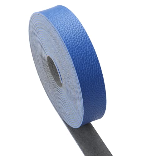 picheng Faux Leather Strap 1 Inches Wide Lychee Texture Leather Straps for Crafts, 200 Inches Long Faux Leather Strips - color: Blue