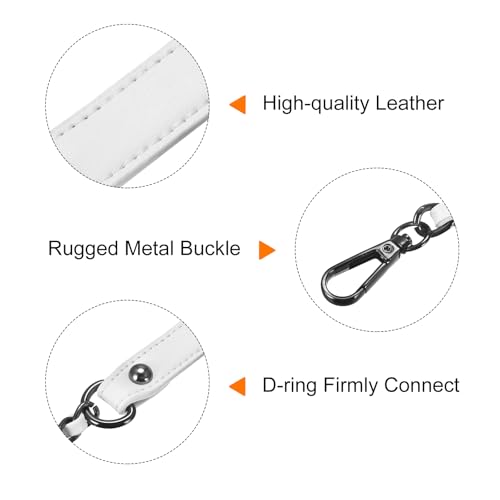 UXCell Leather Iron Flat Chain Strap - 39" White Handbag Handles, Grey Chain - color: White, Grey, size: 39"