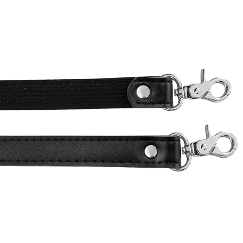 Allzedream Genuine Leather Purse Strap Sewing Canvas Replacement Handbag Shoulder Bag 2 Pcs - color: Black, Silver Hardware