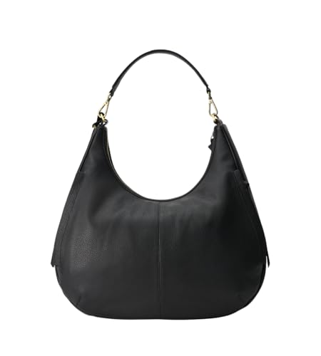 Large Hobo Bag – The Wendy - Italian Pebbled Leather Bag for Women - Convertible & Removable Straps- Sleek Crossbody - color: Black