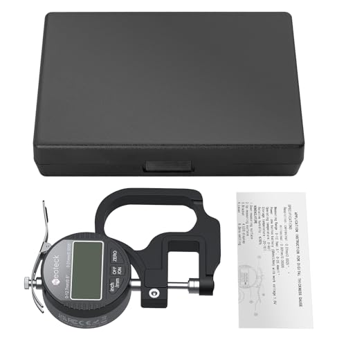 Neoteck Digital Thickness Gauge 0.5inch/12.7mm,0.0005inch/0.01mm Accuracy | Thickness Meter with LCD Display, Inch/MM Conversion ,One-Hand Quick Press for Leather Paper Fabric Film -Black - color: Silver-black, size: 0-0.5"/0.0005"