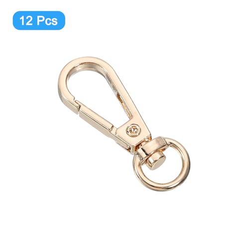 uxcell 12 Pcs Swivel Clasp Hooks, 0.39 Inch D Ring Swivel Purse Clips for Handbag, Purse Strap Hardware for Bag Making, Push Gate Lobster Clasp, Gold - color: Gold