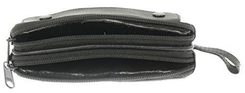 Soft Black Goat Leather Double Spectacle Glasses Case with Belt Loops/Key Ring Loop