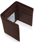 Trifold Wallets for Men - Slim RFID Blocking Wallet for Securing Personal Data - Front Pocket Friendly Genuine Leather Wallet - Mens Wallets Trifold with ID Window - Tri Fold Wallet Gifts for Men - color: Brown