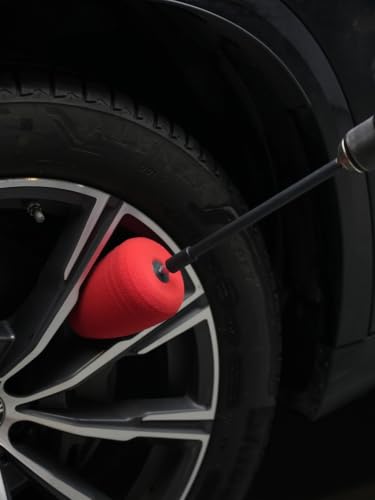 SPTA Metal Polishing Tool, Auto Cylindrical Metal Polish Buffing Polishing Ball, Drill Buffing Sponge Pads Buffing Wheel for Drill Foam, Sponge Buffing for Automotive Car Wheel Hub Care - color: Red Cylindrical Polishing Ball