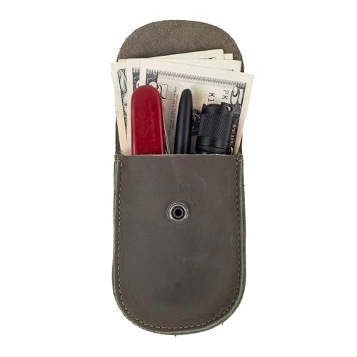 Hide & Drink, Holster Pouch, Durable EDC Waist Bag for Coins, Pocket Wallet, Headphones, Personal Items, Conveniently Attaches to Belt, Full Grain Leather, Handmade - color: Dark Jade