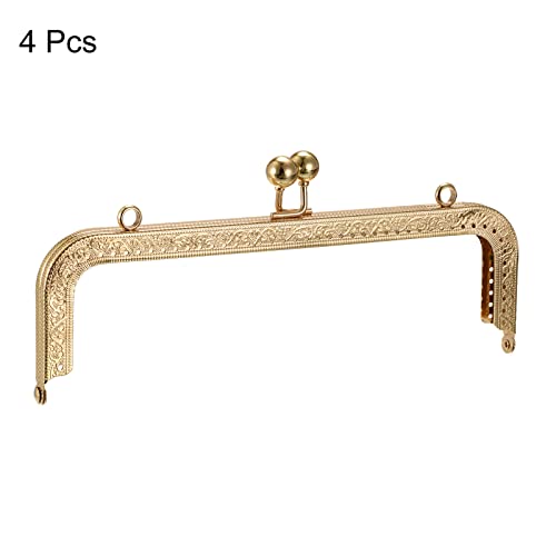 uxcell Metal Purse Frames - 8.07" 4Pcs Kiss Lock Clasp Frame Rectangle Embossed Clutch Frame Handles for Coin Purse Sewing Bag Making DIY Craft, Gold Tone - color: Gold Tone