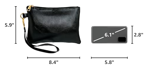 K.E.J. Clutch Purses for Women Wallet Wristlet Small Wallet Purses Clutch Handbags Zipper Purse for Ladies Women Gifts - color: Black