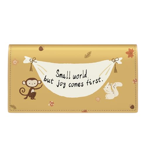 Tipmile Checkbook Covers for Personal Checkbook, PU Leather Checkbook Holder for Women and Men with Elastic Band, Effortless Sophistication - color: K Small World