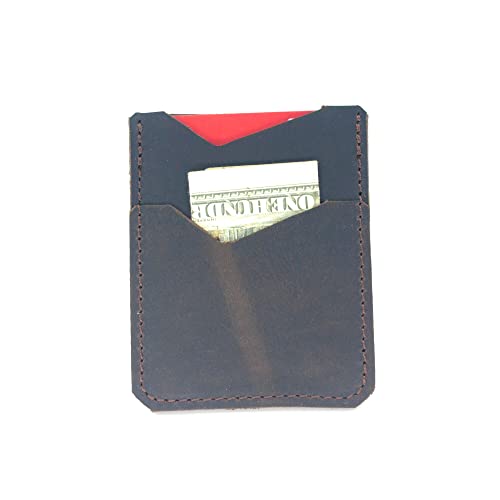 Front Pocket Card Case Slim Wallet Card Holder for Men & Women Minimalist Leather Wallet Card Holder Distressed Gifts - color: Darkbrown