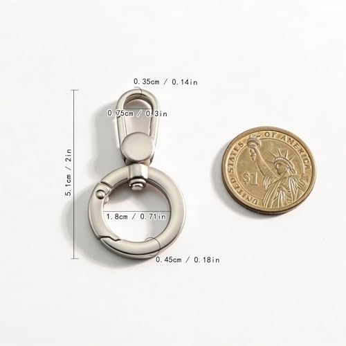 2pcsDouble Opening Snap Hooks,Push Gate Snap Hook Metal Swivel Lobster Claw Clasp Purse,Backpack,Bag Strap,Keyring,Phone case (Matte Silver) - color: Matte silver
