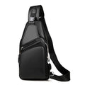 Seoky Rop Men Leather Sling Bag Purse Waterproof Crossbody Chest Bag Sling Backpack with USB Charging Port One Shoulder Bag Black - color: Black