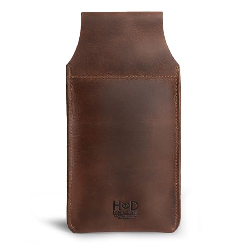 Hide & Drink, Waist Phone Holder Pouch, Accessory Bag, Soft Case for Work & Outdoors Essentials, Full Grain Leather Handmade - color: Bourbon Brown