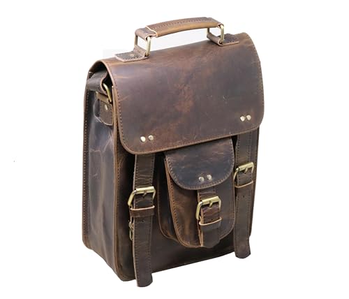 Genuine Leather Messenger Bag Vintage Laptop Crossbody Bag Satchel Man Purse Shoulder Bag for man woman office bag - style: 11 Inches Dark Brown