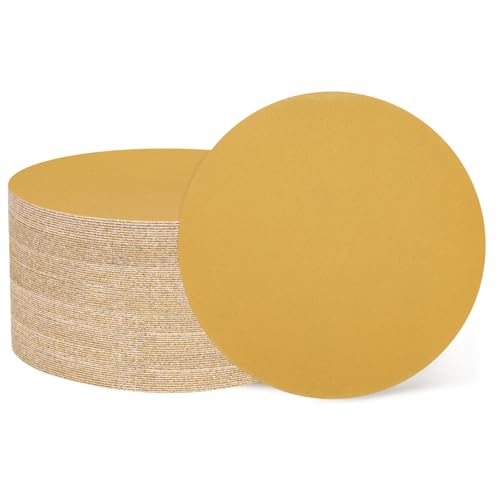 HARFINGTON 100 Pcs 5 Inch Sanding Discs 320 Grit Yellow Aluminum Oxide - size: 5 Inch(320 Grit)