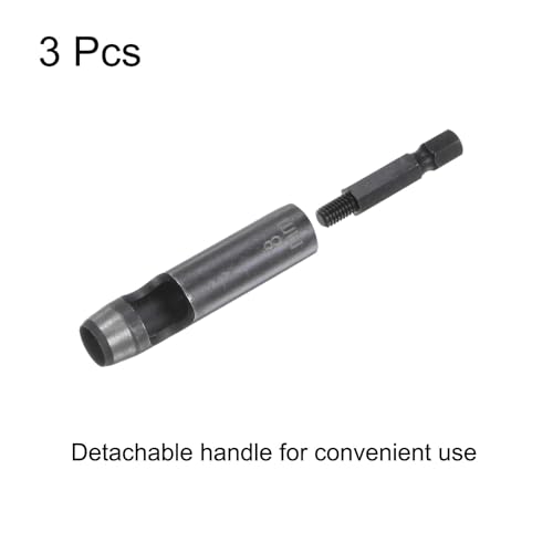 HARFINGTON 3pcs Leather Hollow Punch 1/4 Hex Shank for Drills, 8mm Dia Rotary Hole Punch for Thick Fabrics Leathercraft Working - size: 8mm