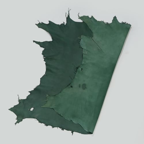 Tooling Leather Hides, Whole Nappa Antique Soft Lambskin Leather for Arts and Crafts - No Holes & Cuts | Quality Rawhide Leather 5-6 Sq ft (Pack of 2) - Burnt Green - color: Burnt Green, size: 2 Hide x 5-6 Sq ft