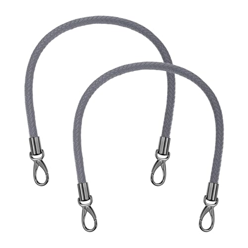 MECCANIXITY Braided Purse Strap, PU Leather Purse Strap Handle Replacement for Handbag Tote Underarm Bag Making - color: Dark Gray