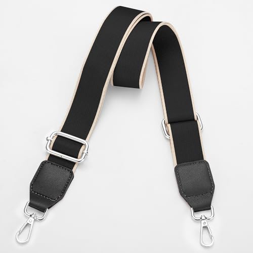 Hamdecro Purse Straps Replacement Crossbody, Universal Wide Shoulder Strap for Bags Adjustable Straps for Handbags, Silver Buckle - Black - color: Silver - Black