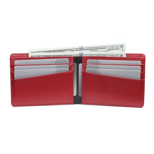 Lanyani Minimalist Fabric Wallet Bifold RFID Blocking - color: C-Red