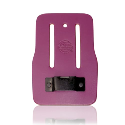 Graintex Measuring Tape Holder for Tool Belt, Premium Top Grain Leather, Steel Tape Holder Clip, Fits up to 3" Wide Belt for Electricians, Carpenters, Contractors, Framers - color: Purple