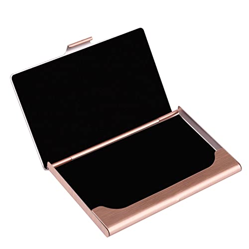 Business Card Holder, Slim Business Card Case for Men & Women, Pocket Metal Card Case, Professional Stainless Steel Business Card Holders, Purse Name Card Holder, Buckle Style Shut, Rose Gold - style: Rose Gold
