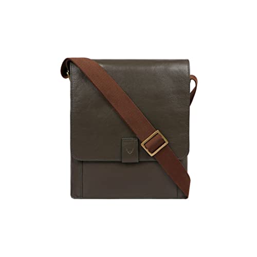 Hidesign Aiden Genuine Leather Medium Crossbody Men/Women Shoulder Messenger Bag/Travel Bag / 10.5" iPad Bag, Olive - color: Olive