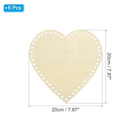 PATIKIL 8" x 8" Crochet Basket Bottom, 6Pcs Heart Shape Blank Crochet Knitting Wooden Base for DIY Craft Weaving Basket Making Supplies Home Decoration - size: 8" x 8"