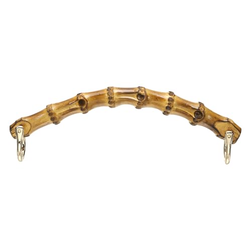 uxcell Bamboo Purse Handle, 7.3" U-Shaped Handbag Handle with D Ring, Replacement Decorative Handbag Strap for Crochet Beach Straw Bag Making, Brown - size: 7.3"