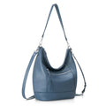 befen Genuine Leather Crossbody Hobo Purse for Women Soft Lightweight Leather Handbags with 2 Removable Straps - color: Blue