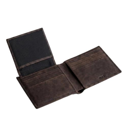 Full-Grain Leather Bifold Wallet for Men | RFID Blocking, ID Window | Chestnut Brown