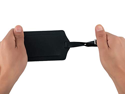 Genuine Leather Luggage Tags & Bag Tags 2 Pieces Set - color: Black
