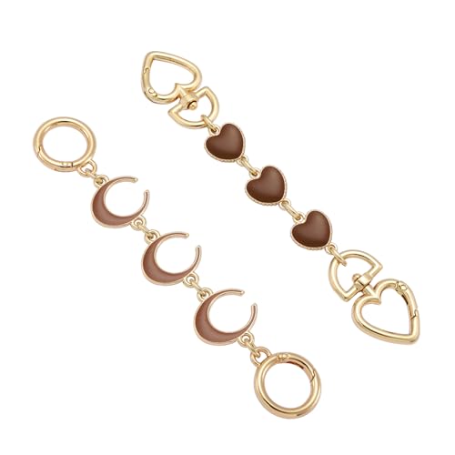 Anbys 2Pcs Bag Extender Chain Purse Strap Extender for Handbags Purse Extender Chain Purse Strap Replacement Accessories Bag Charms (Coffee Heart/Moon) - color: coffee