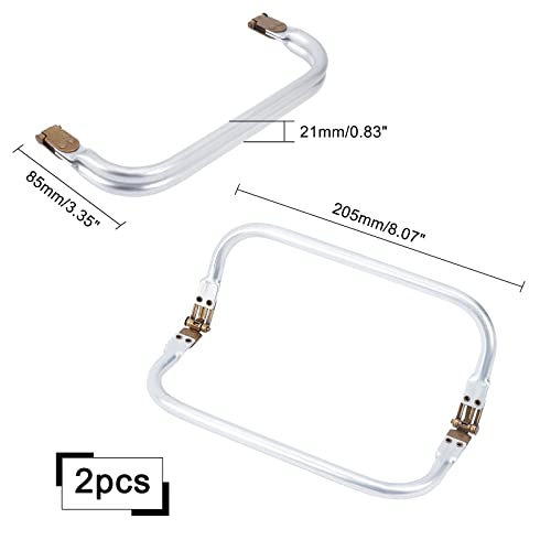 PH PandaHall 2pcs 8 inch U-Shaped Bag Handle Inner Kiss Clasp Lock Aluminum Purse Frame Handle Purse Bag Frame Tubular Frame Hardware Replacements for Makeup Bags Clutch Crafts DIY Projects - size: 8"