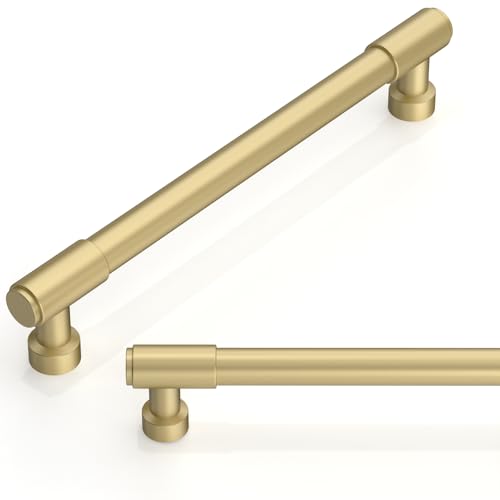 10 Pack Brushed Gold Cabinet Pulls 6.3 Inch(160mm) Kitchen Cabinet Handles Cabinet Hardware for Drawer Pulls - color: Brushed Gold, size: 6.3" Hole Center