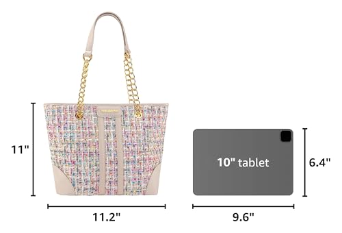 Montana West MEDIUM Tote Bag for Women Quilted Chain Handbags Shoulder Purse - color: M Beige