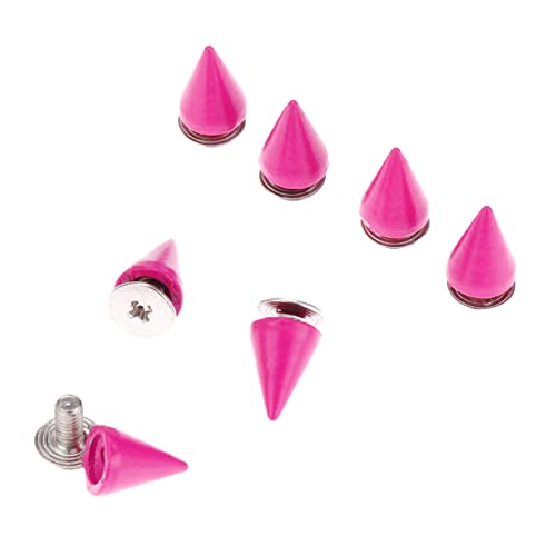 Yetaha Rose Red 7x10MM Cone Punk Screw Back Rivet Spikes, Metal Studs - color: Rose Red