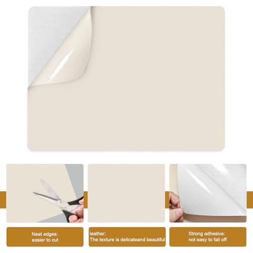 IANZE 2Pcs Leather Repair Patch, Self Adhesive Leather Repair Patch for Car Seats, Couches, Furniture, Sofa, Handbags, Office Chair (Cream White) - color: Cream White