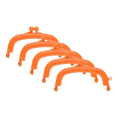uxcell 5 Pcs Plastic Purse Frame, 8.5cm/3.3" Retro Arch Kiss Lock Clasp Frame Embossed for Purse Making, Handled Bag, Coin Bag Clutch Bag, Frame Hardware Replacements (Orange) - color: Orange